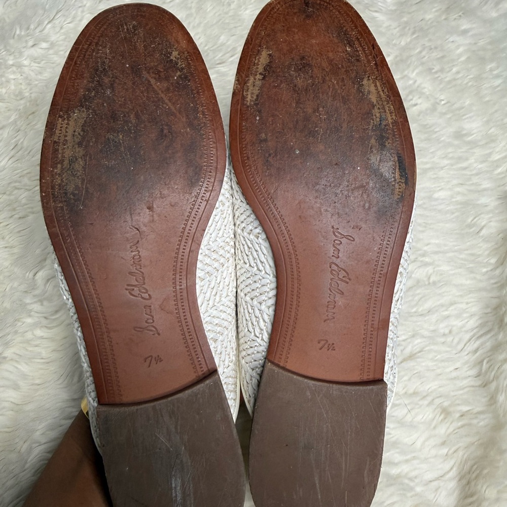Sam Edelman Laurna Bit Woven Loafer Mule White Raffia Size 7.5 Linnie - Picture 5 of 13